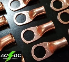 (2) 4 gauge Ring 1/2" Hole Terminal BATTERY Lug Bare Copper Un-insulated AWG