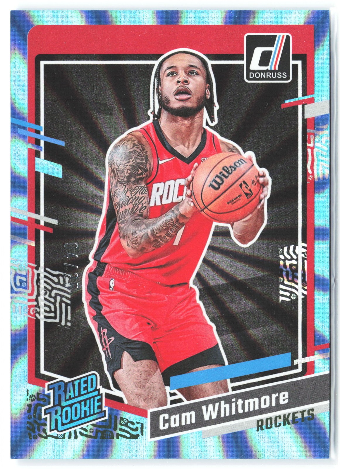 2023-24 Donruss #211 SN,RC #/25 Cam Whitmore Light Blue Laser Holo Rockets