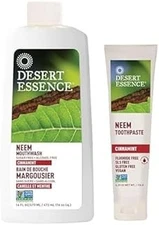 (Duty-free US) Desert Essence Neem Cinnamint Mouthwash & Toothpaste Bundle 