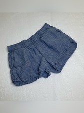 Vineyard Vines Womens XS Blue 100 Linen Pull On Elastic Waist Beach Shorts
