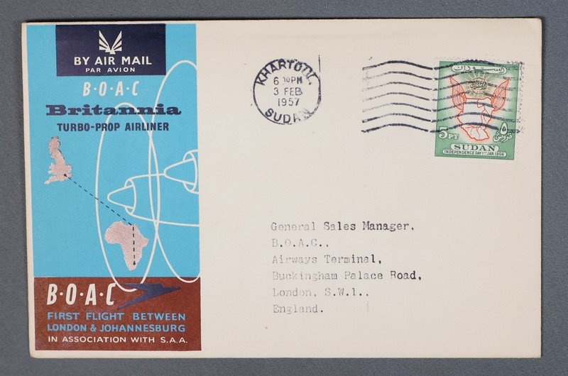 Mayfairstamps Sudan 1957 Khartoum BOAC First flight to South Africa Cover aaz_46