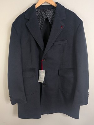 Linea Sartoriale Milano Overcoat Men's 48R Blue Single Breasted