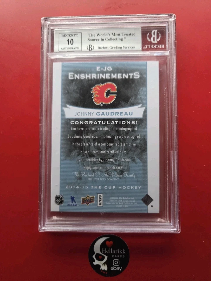 2014-15 Johnny Gaudreau The Cup BGS 9 Enshrinements /99 Auto #E-JG Calgary UD - Image 2 of 2