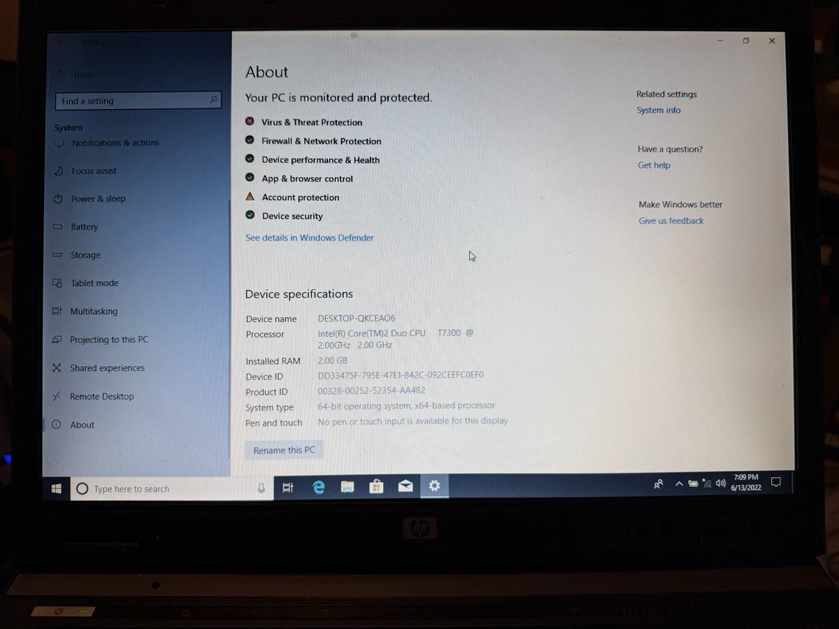 HP Windows XP PC Laptops & Netbooks 2.00-2.49 GHz Processor Speed