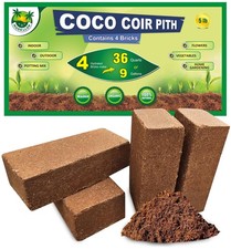 4 Bricks (5 Lb) Premium Super Washed Coco Coir, Yields 9 Gallons, Seed Starter,