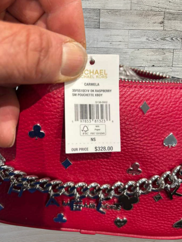 Michael Kors Carmela Pequeña Cartera Bolso de Mano Bandolera de Hombro Frambuesa Oscura - Imagen 12 de 12