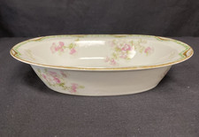 Haviland Limoges Schleiger 66 Oval Serving Bowl 10" Double Gold Pink Rose