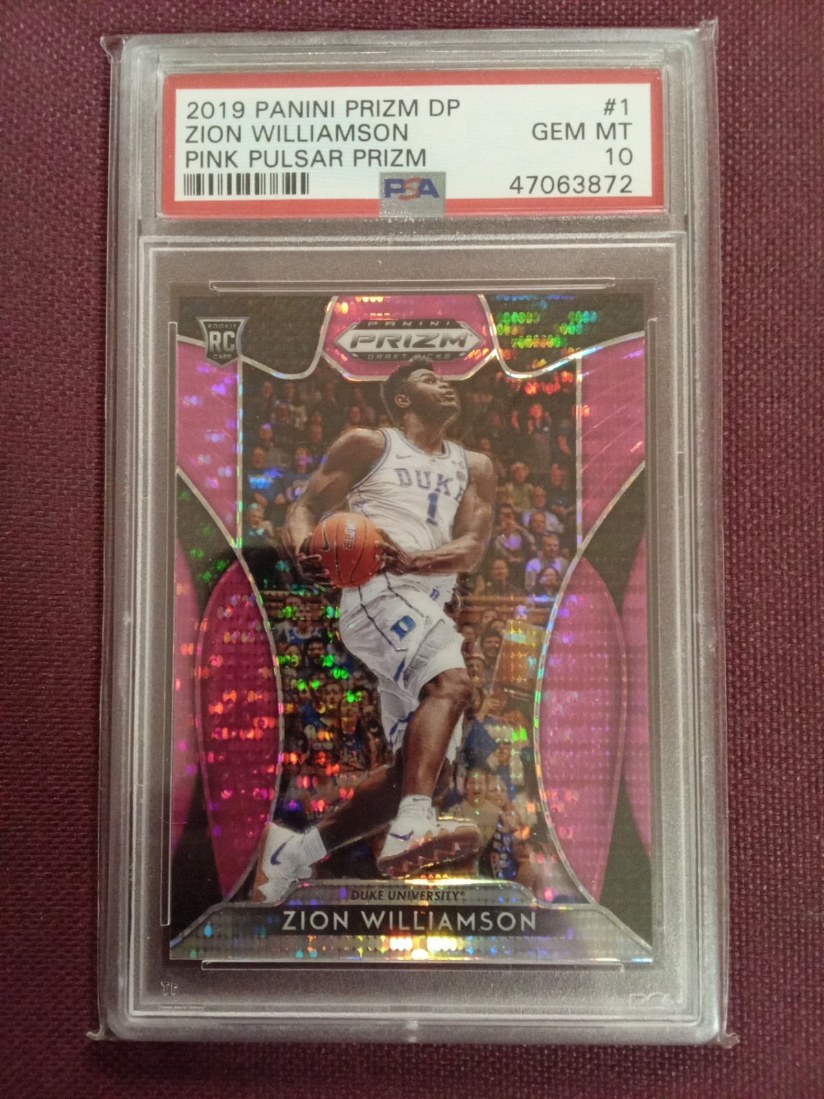2019 Panini Prizm #64 DP PINK PULSAR Zion Williamson Rookie RC GEM MINT PSA 10