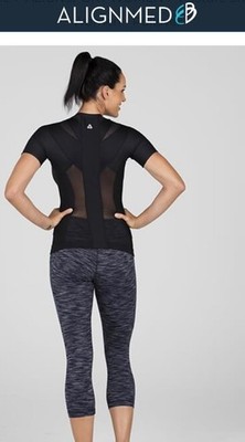 ALIGNMED Posture Shirt 2.0 Pullover V-Neck Short Sleeve Women's Black XL