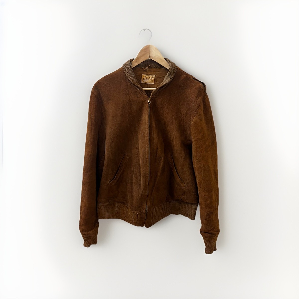 1930s Sport Togs Leatherkraft Suede Bomber Jacket Talon Grommet