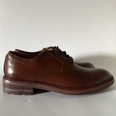 Johnston & Murphy Shoes Mens 10 Brown Leather Welch Plain Toe Dress Shoe 24-6076