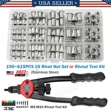 150~615X Stainless Steel Rivet Nut Kit Metric Rivnuts Nutsert Assorted M3-M8 Set