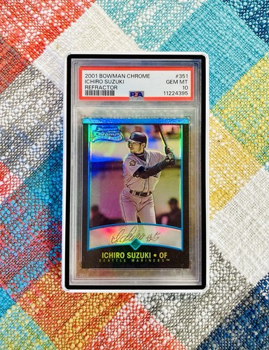 PSA 10 💎 2001 Bowman Chrome Ichiro Suzuki #351 Refractor RC Rookie POP 37