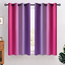 COSVIYA Ombre Room Darkening Curtains 52x54 Pink Purple Grommet Kids Girls