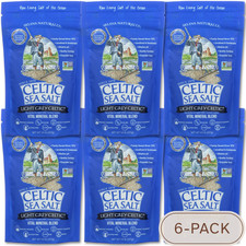 Celtic Sea Salt 6-Pack, Coarse 8 oz, Light Grey Celtic, Resealable Bag, Kosher