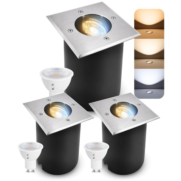 Schwenkbarer Led Bodenspot Juavi Quadratisch Mit Led GU10 3W Drei Einstellbaren-image