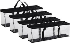 Clear Plastic CD DVD Media Storage Bags Organizer w/ Zipper and Carrying Handles