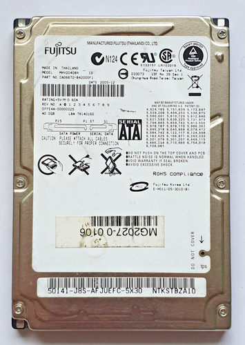40 GB SATA Fujitsu MHV2040BH 5400RPM 8MB HDD 2.5" interne Festplatte
