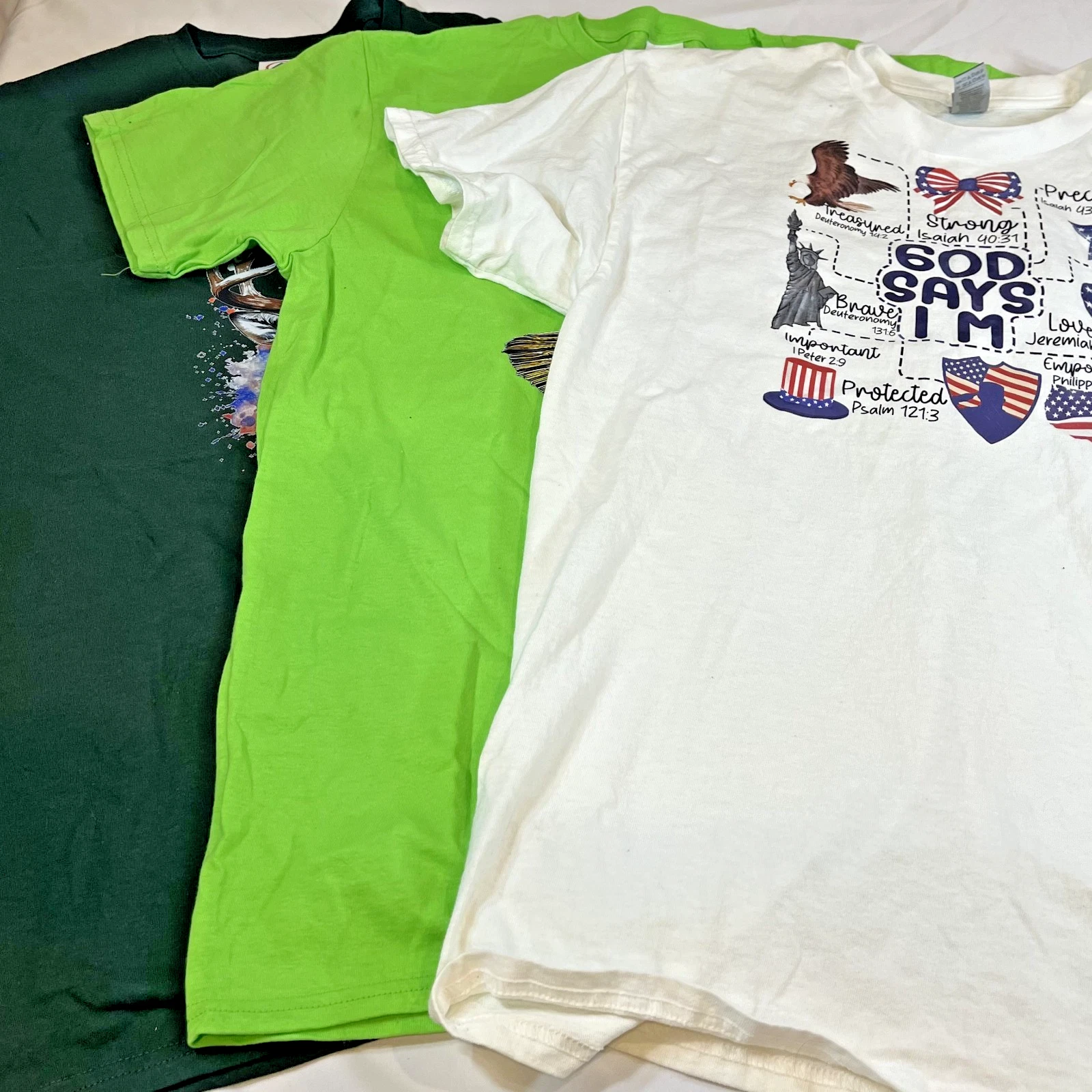 Graphic T Shirt Bundle Mens Large Patriotic Fishing Deer Outdoor Lot