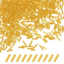 1800-Pack Bugle Beads, 2x6mm Tube Beads Kit for DIY Craft Gold