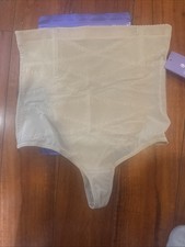 Tummy Control Shapewear Thong - High Waisted Body Shaper Panties Size M