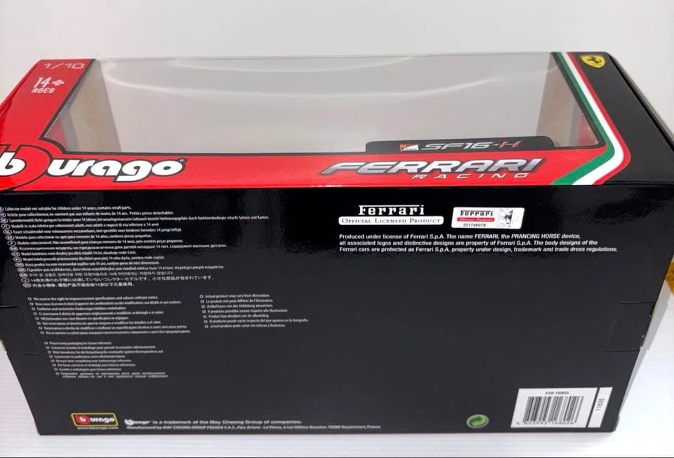 Auto Burago Ferrari SF16-H #5 F1 scala 1/18 Sebastian Vettel rosso bianco nuova - Immagine 4 di 4