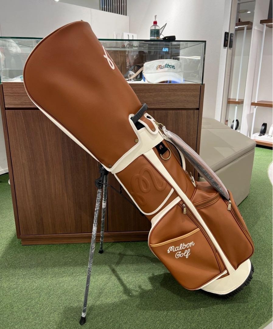 MALBON GOLF Caddy Bag Stand Type Brown Synthetic Leather / 5-way