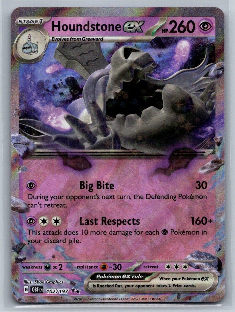 Houndstone ex Holo Double Rare SV03: Obsidian Flames 102/197 NM