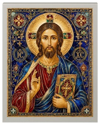 DAS HEILIGE HERZ JESU CHRISTI - KATHOLISCHE IKONE GERAHMTER DRUCK / BILD 934-GY