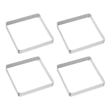 4pcs Perforated Cake Rings 5.12" Stainless Steel Square Tartlet Ring