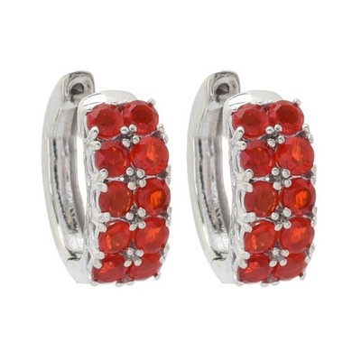 Gem Treasures 1,88ctw Purpurrot Feueropal & Zirkon Creolen