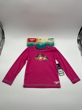 Speedo Kids Large UPF50 Long Sleeve Rash Guard Swim Tee Floral Pink