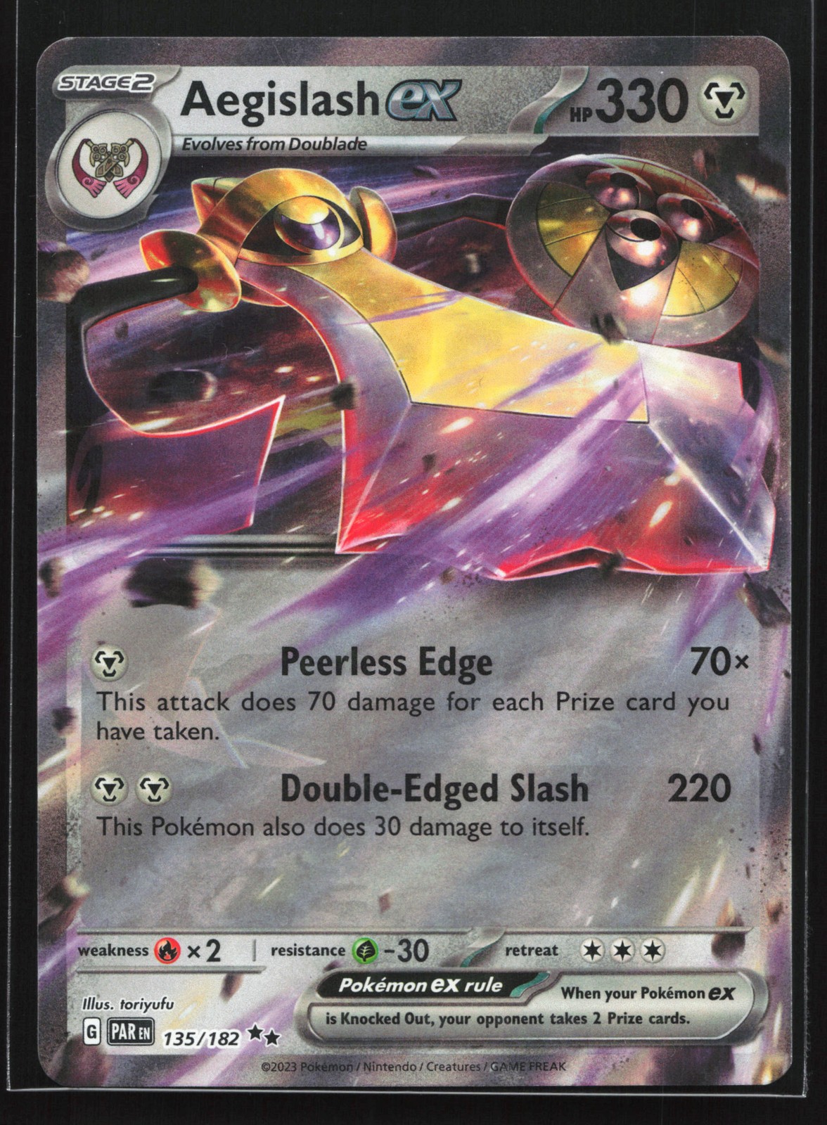 Aegislash ex 135/182 SV04: Paradox Rift Double Rare Pokemon Card