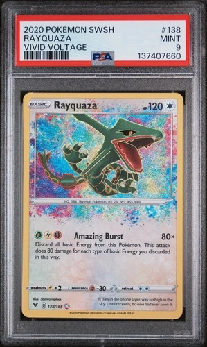 PSA 9 POKEMON 2020 SWORD & SHIELD #138 RAYQUAZA VIVID VOLTAGE 138/185