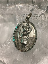 Sterling Silver St Christopher pendant with engraving 1974 / 5.9g