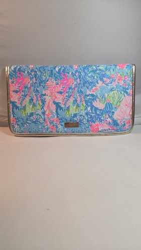 Lilly Pulitzer "Fished My Wish" bi-fold, flat wide clutch travel organizer
