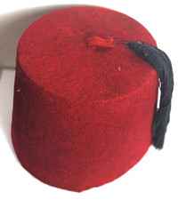 FEZ AUTHENTIC TURKISH Ottoman Tarbush Red Black Silk Tassel Traditional Fes Hat