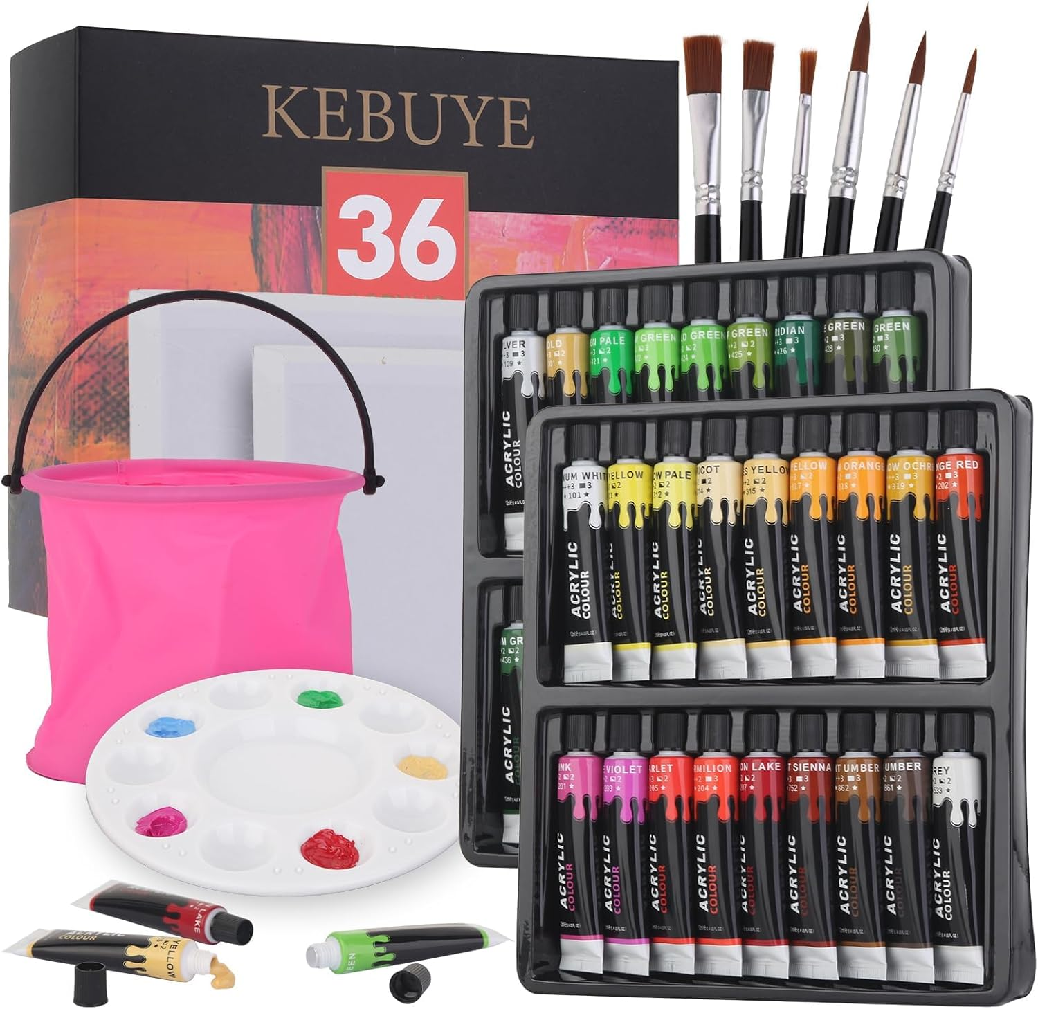 Acrylic Paint Set Art Paints - 36 Colours for Wood Canvas Model Clay Ceramic Gla