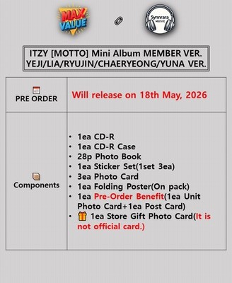 ITZY [MOTTO] 12th Mini Album MEMBER Ver/CD-R+Photo Book+3 Card+POB