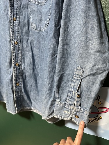 Denim Vintage Uomo M Distressed Sbiadito Grunge Autunno Y2K Classico Blu Bottoni - Foto 2 di 21