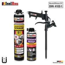 Brandschutzschaum B1 Bauschaum 1x 750ml 1x Reiniger Schaum Montageschaum Pistole