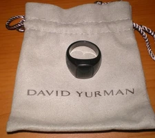 David Yurman TITANIUM Exotic Stone Black Onyx SIGNET Pinky Ring w/ Pouch size 9