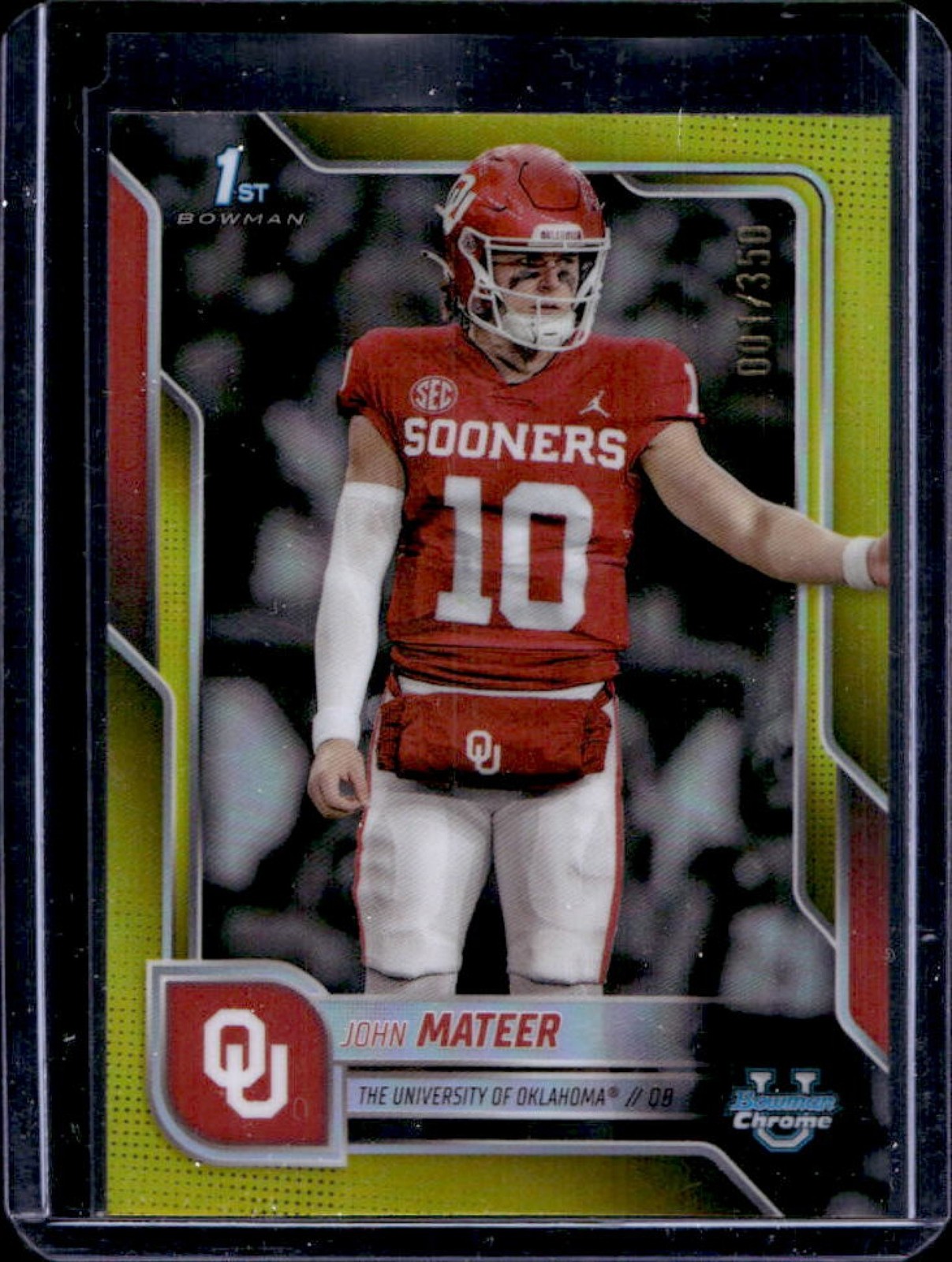 2025 Bowman Chrome U John Mateer Yellow Refractor 1st #1/350