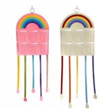 Wall Bow Holder Room Decor Decorative Wall Hanger with Mesh Pocket Hair Clips
