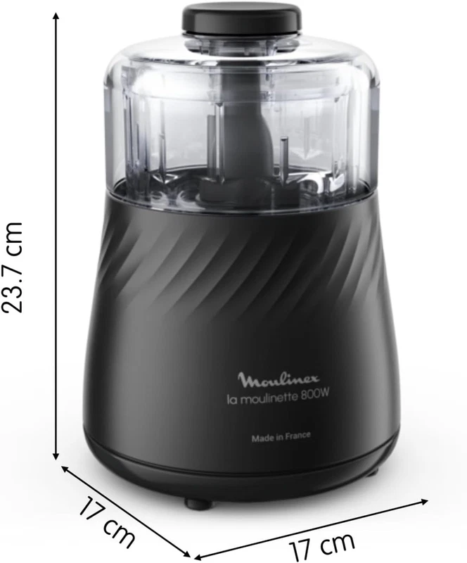 Tritatutto Elettrico MOULINEX NERO 800 Watt Mini Frullatore a 2 Lame Tritare, fotografia 7 di 7