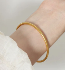 Elegant Plain Round Bangle Bracelet Gold Silve Rose Gold Plated UK Size S M L XL