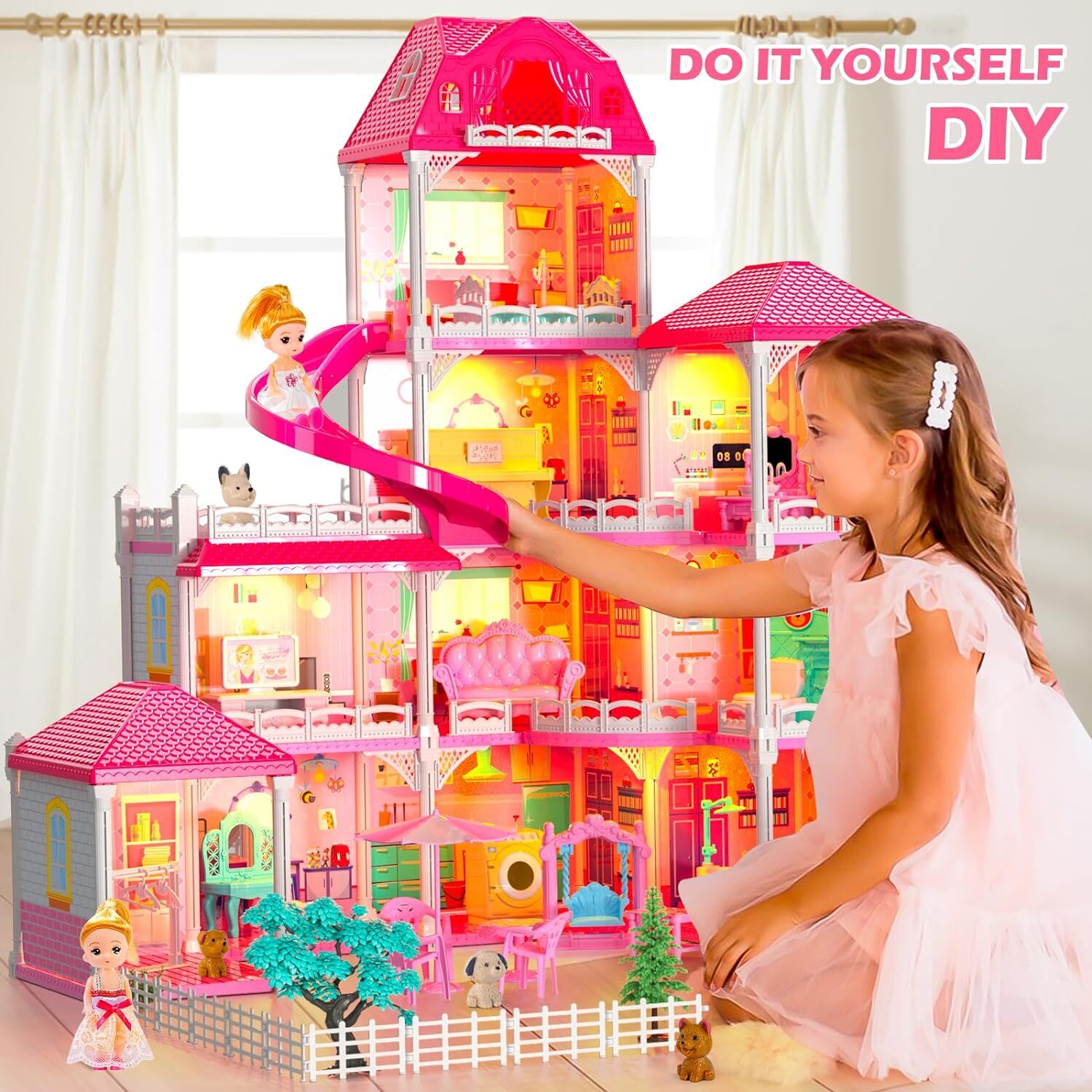 *NEW* Barbie Dreamhouse. 4-Story Rooms Doll House with Dolls