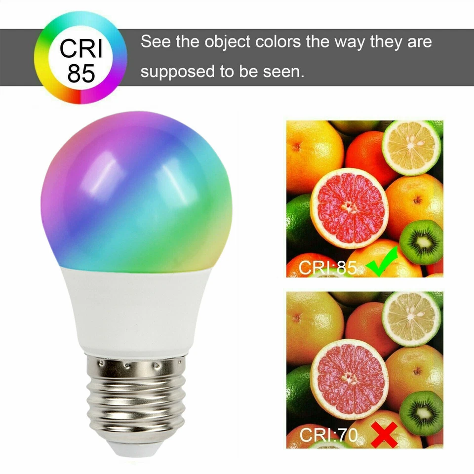 E26/E27RGBW LED Light Bulb Color Changing Dimmable Lamp With Remote Control Lot - Image 3 of 4