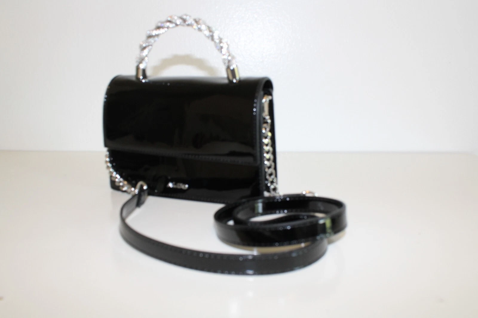 ALDO Mini Nera con Manico Diamante Argento Donna Borsa Regalo Vacanze