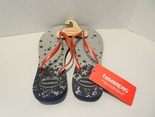 HAVAIANAS Navy Blue Red Stars Flip Flops Made in Brazil NEW Size 11/12